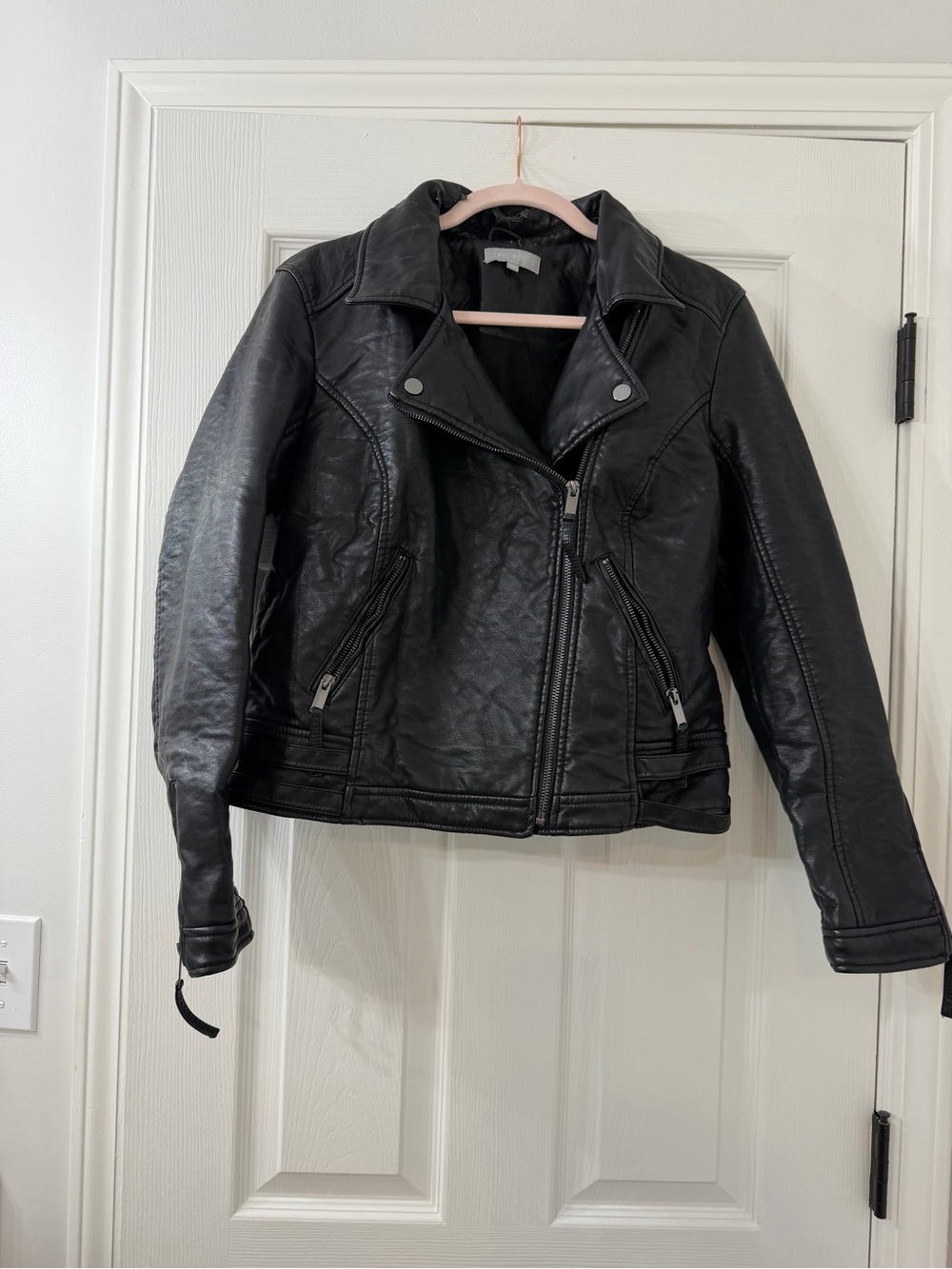 Women’s Black Faux Leather Asymmetrical Moto Jacket